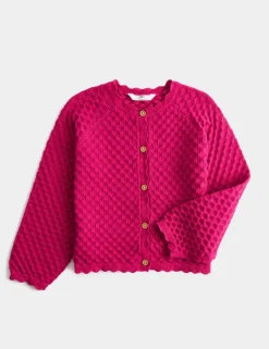 Pure Cotton Pointelle Cardigan (2-8 Yrs)