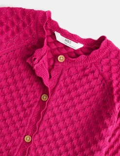 Pure Cotton Pointelle Cardigan (2-8 Yrs)
