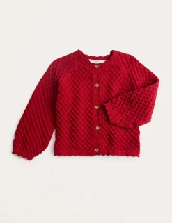 Pure Cotton Pointelle Cardigan (2-8 Yrs)