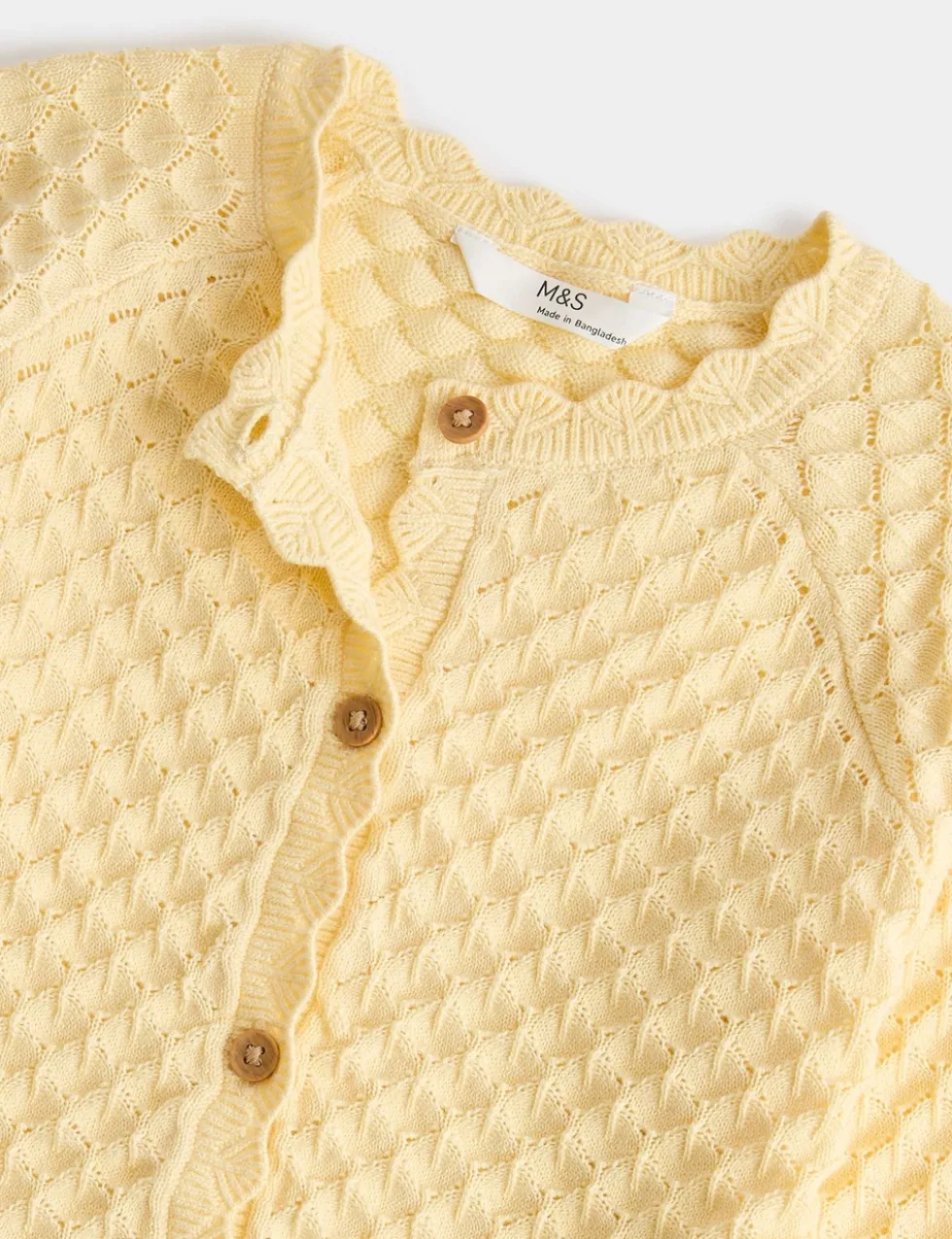 Pure Cotton Pointelle Cardigan (2-8 Yrs)
