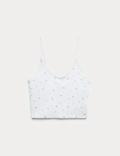 Pure Cotton Pointelle Floral Cami Top