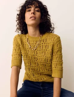 Pure Cotton Pointelle Knitted T-Shirt