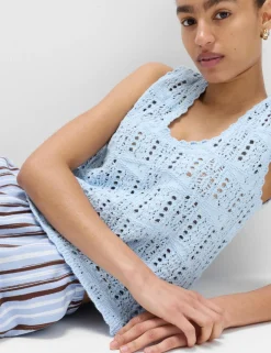 Pure Cotton Pointelle Knitted Vest