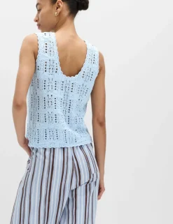 Pure Cotton Pointelle Knitted Vest