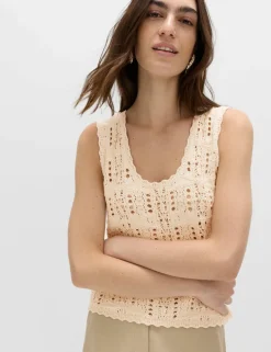 Pure Cotton Pointelle Knitted Vest