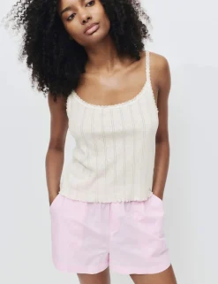 Pure Cotton Pointelle Lace Cami Pyjama Top
