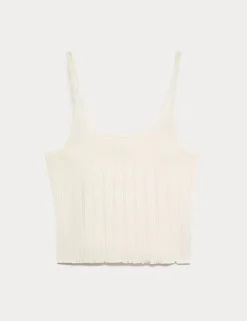Pure Cotton Pointelle Lace Cami Pyjama Top