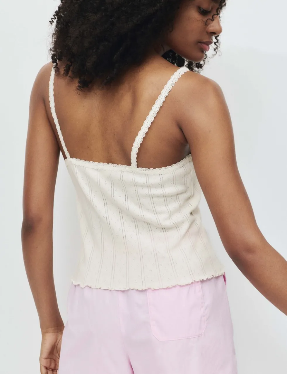 Pure Cotton Pointelle Lace Cami Pyjama Top