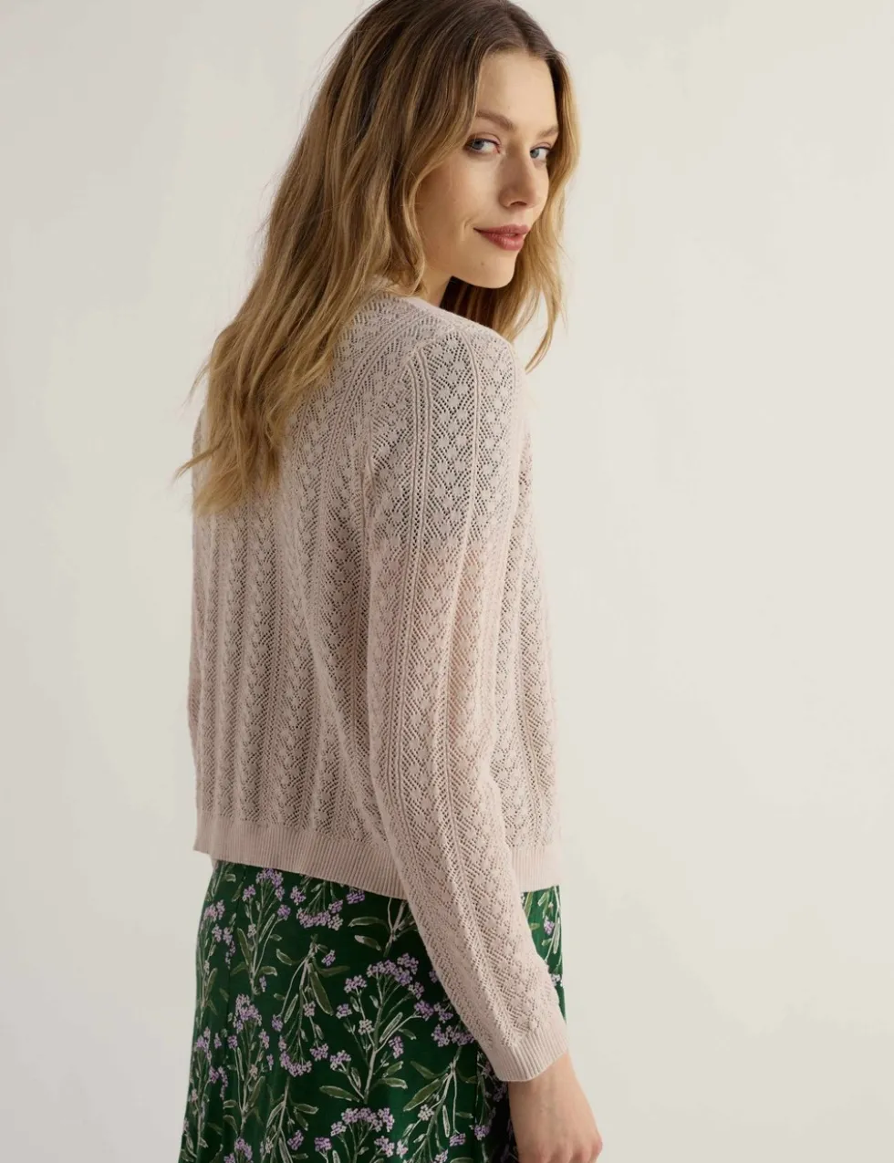 Pure Cotton Pointelle Relaxed Cardigan