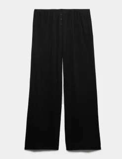 Pure Cotton Pointelle Wide Leg Pyjama Bottoms