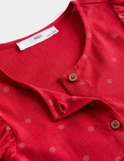 Pure Cotton Polka Dot Dress (2-10 Yrs)