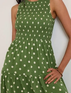 Pure Cotton Polka Dot Midaxi Tiered Dress