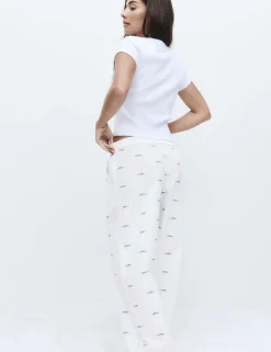 Pure Cotton Poplin Embroidered Pyjama Bottoms