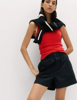 Pure Cotton Poplin High Waisted Shorts