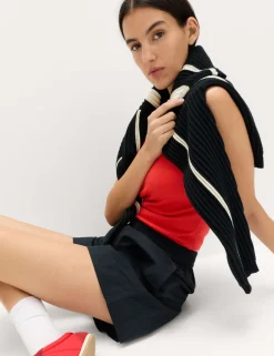Pure Cotton Poplin High Waisted Shorts