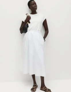 Pure Cotton Poplin Midi Skirt