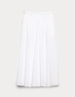 Pure Cotton Poplin Midi Skirt