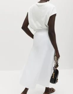 Pure Cotton Poplin Midi Skirt