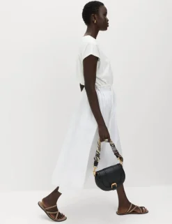 Pure Cotton Poplin Midi Skirt