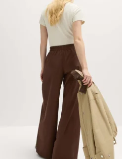 Pure Cotton Poplin Pull On Super Wide Leg Trousers