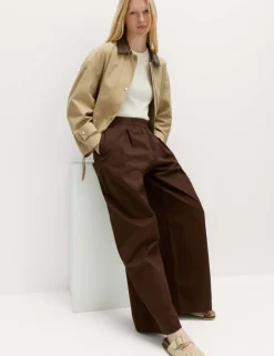 Pure Cotton Poplin Pull On Super Wide Leg Trousers
