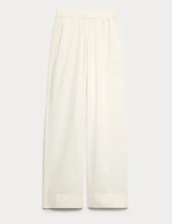 Pure Cotton Poplin Pull On Straight Leg Trousers