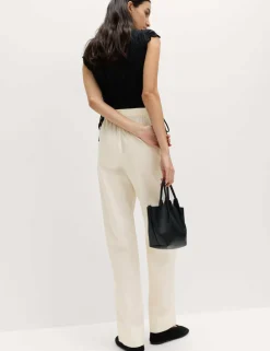 Pure Cotton Poplin Pull On Straight Leg Trousers
