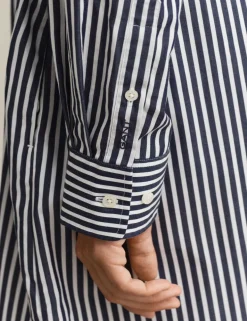 Pure Cotton Poplin Striped Midi Shirt Dress