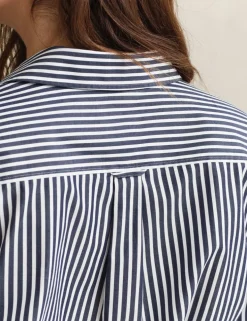 Pure Cotton Poplin Striped Midi Shirt Dress