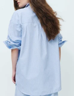 Pure Cotton Poplin Striped Pyjama Shirt