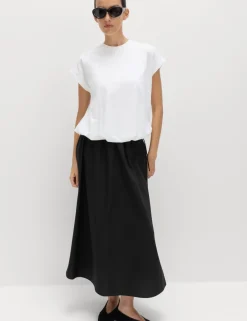 Pure Cotton Poplin Tie Side Midi Skirt