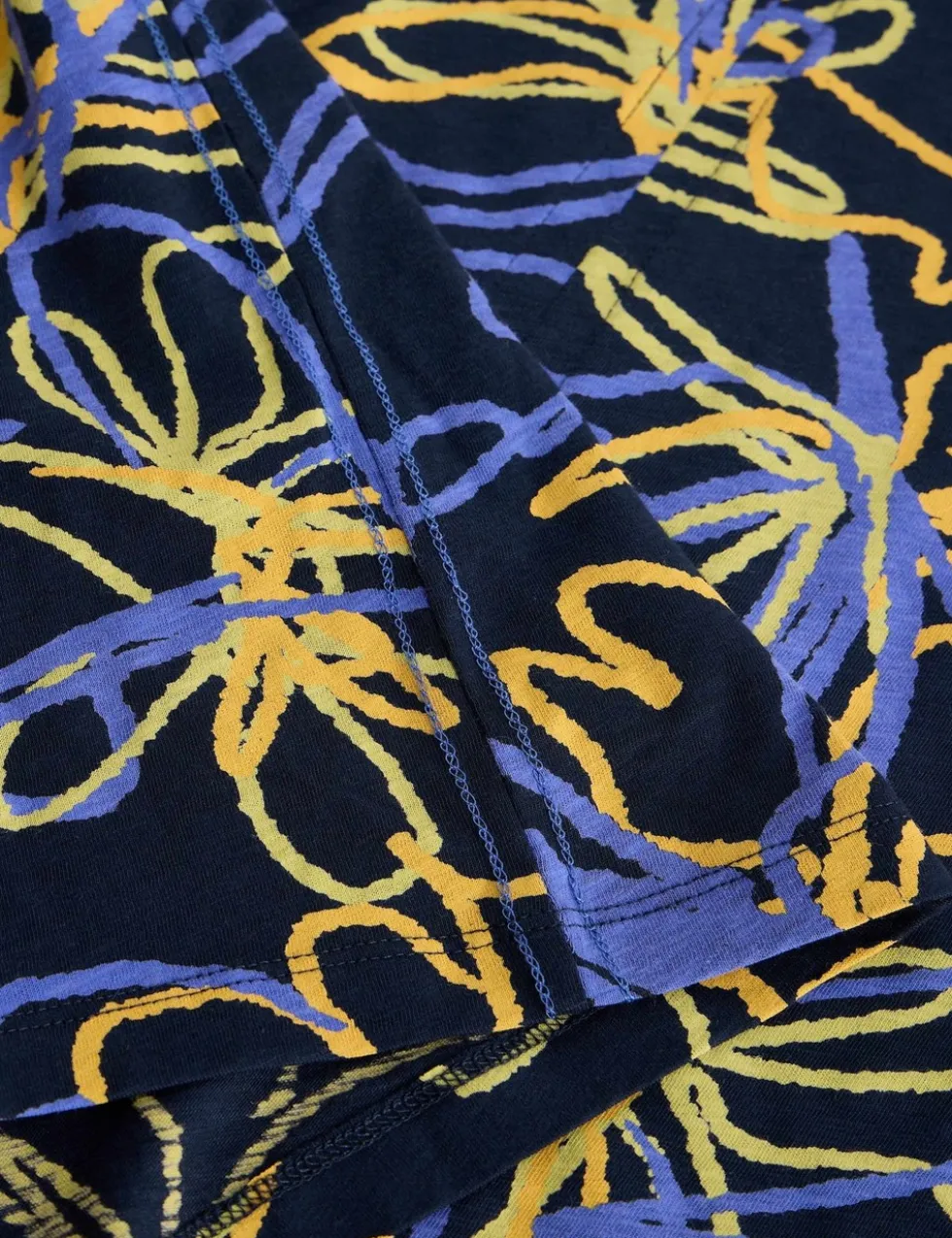 Pure Cotton Print Notch Neck T-Shirt