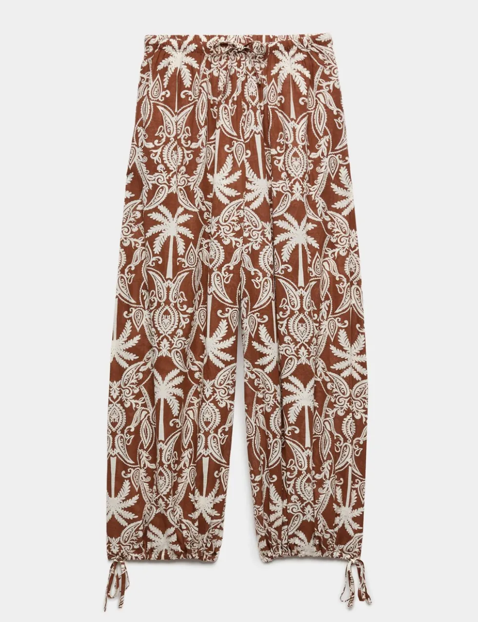 Pure Cotton Printed Bubble Hem Beach Trousers