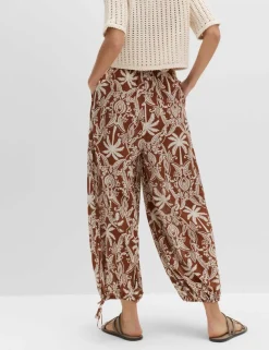 Pure Cotton Printed Bubble Hem Beach Trousers