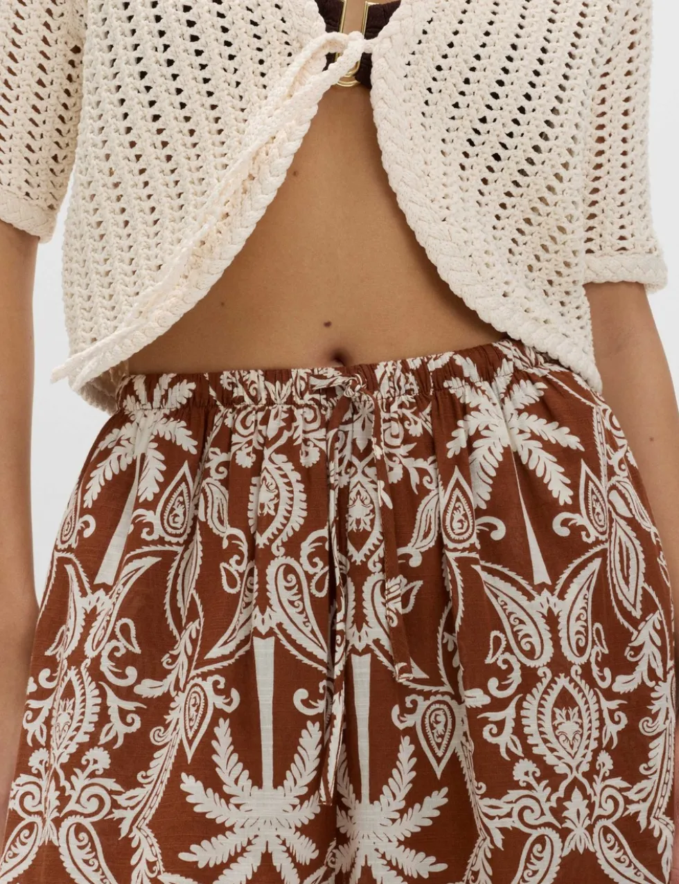 Pure Cotton Printed Bubble Hem Beach Trousers