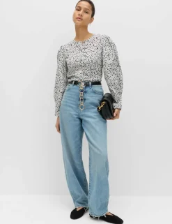 Pure Cotton Printed Button Through Blouse
