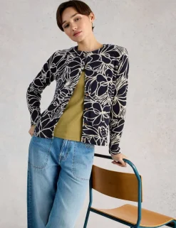 Pure Cotton Printed Button Front Cardigan