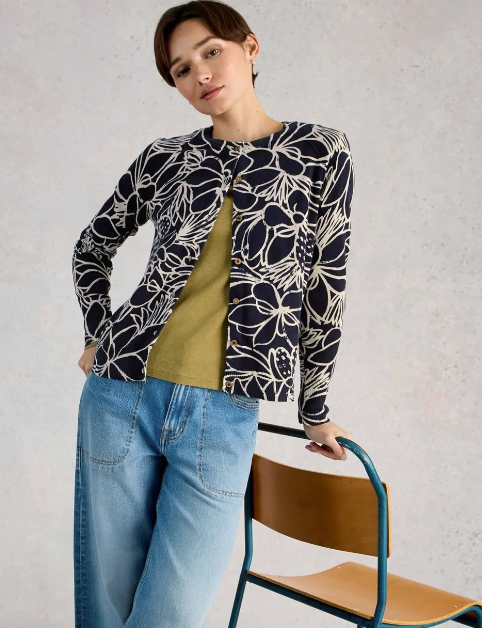 Pure Cotton Printed Button Front Cardigan