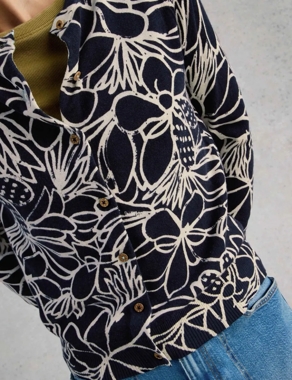 Pure Cotton Printed Button Front Cardigan
