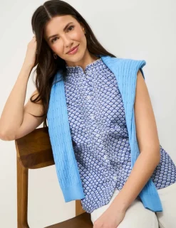 Pure Cotton Printed Frill Sleeve Blouse