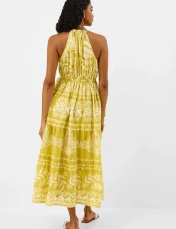 Pure Cotton Printed Halterneck Midaxi Beach Dress
