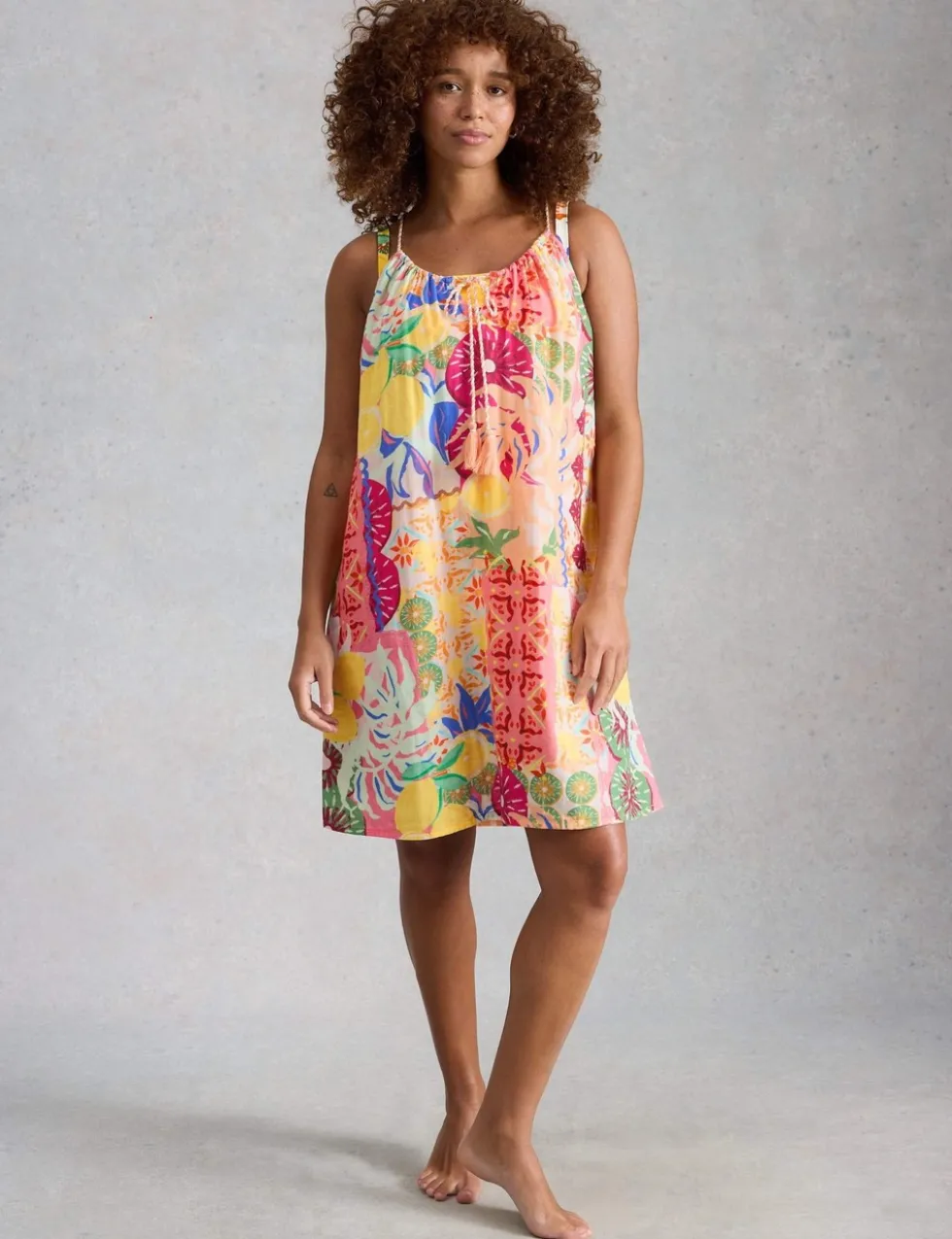 Pure Cotton Printed Knee Length Beach Dress
