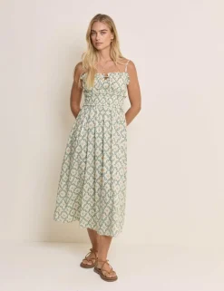 Pure Cotton Printed Midaxi Dress