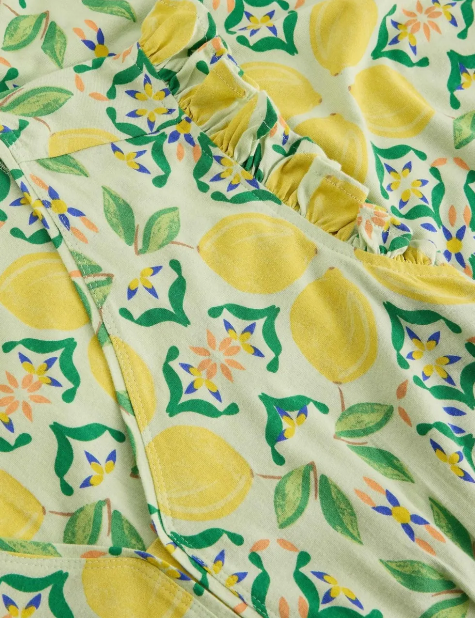 Pure Cotton Printed Midaxi Waisted Dress
