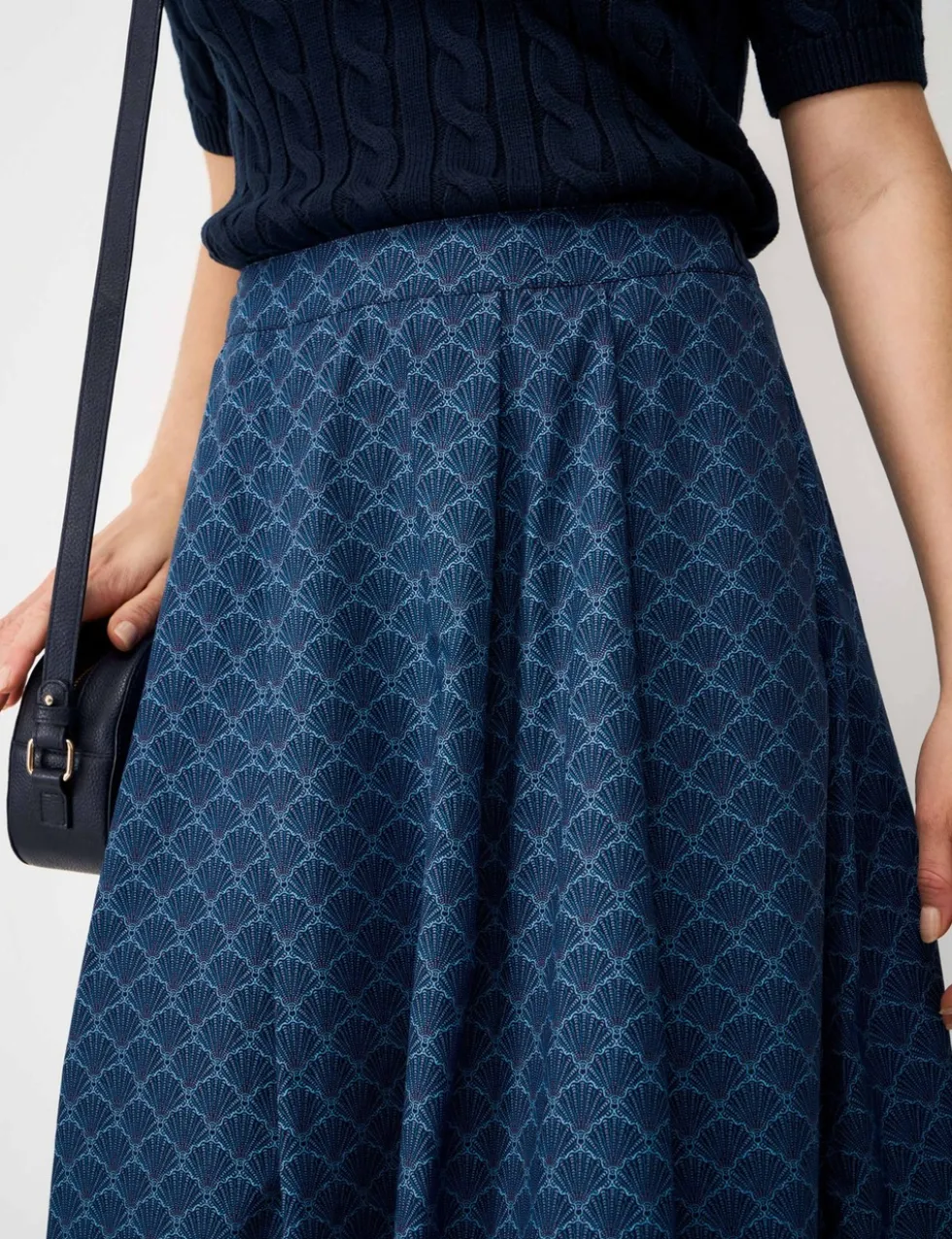 Pure Cotton Printed Midi A-Line Skirt