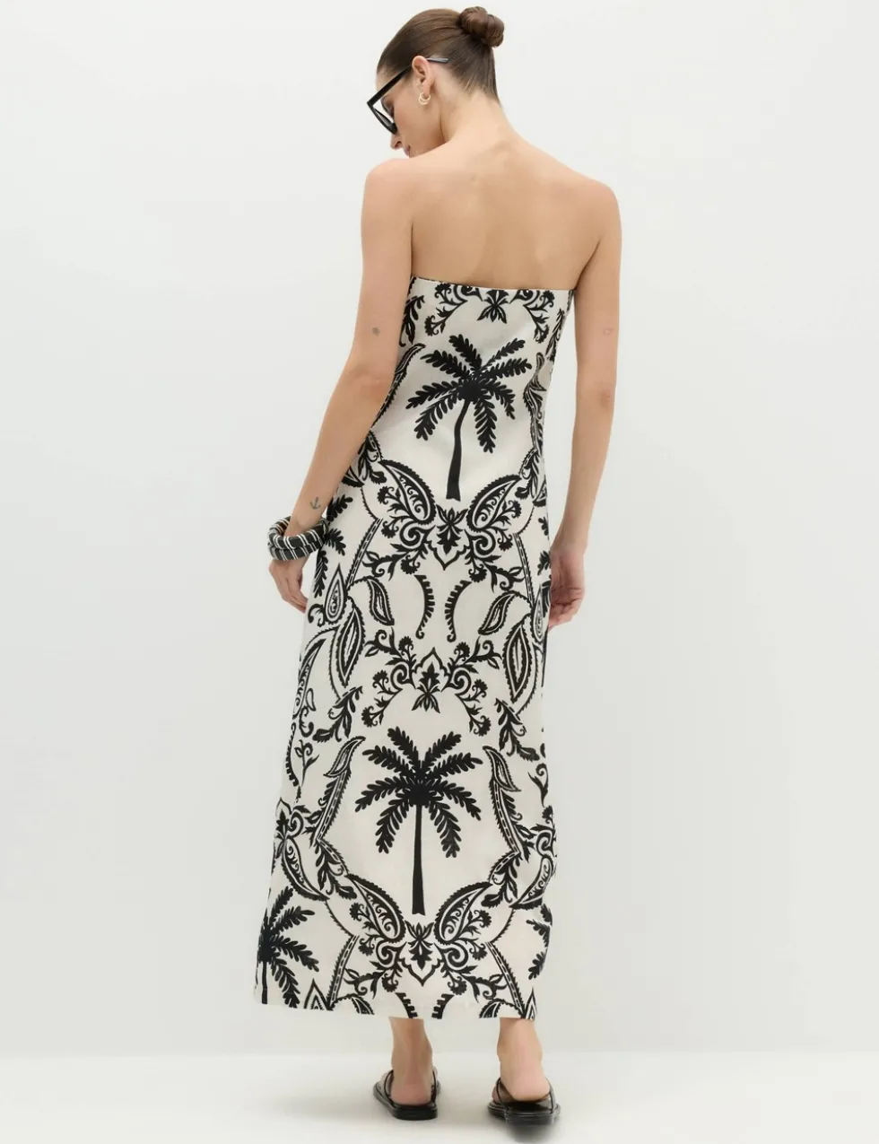 Pure Cotton Printed Midi Bandeau Dress