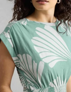 Pure Cotton Printed Midi Waisted Dress