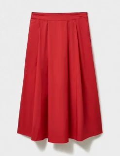 Pure Cotton Printed Midi A-Line Skirt