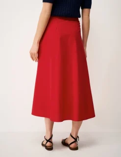 Pure Cotton Printed Midi A-Line Skirt