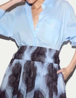 Pure Cotton Printed Midi Skirt